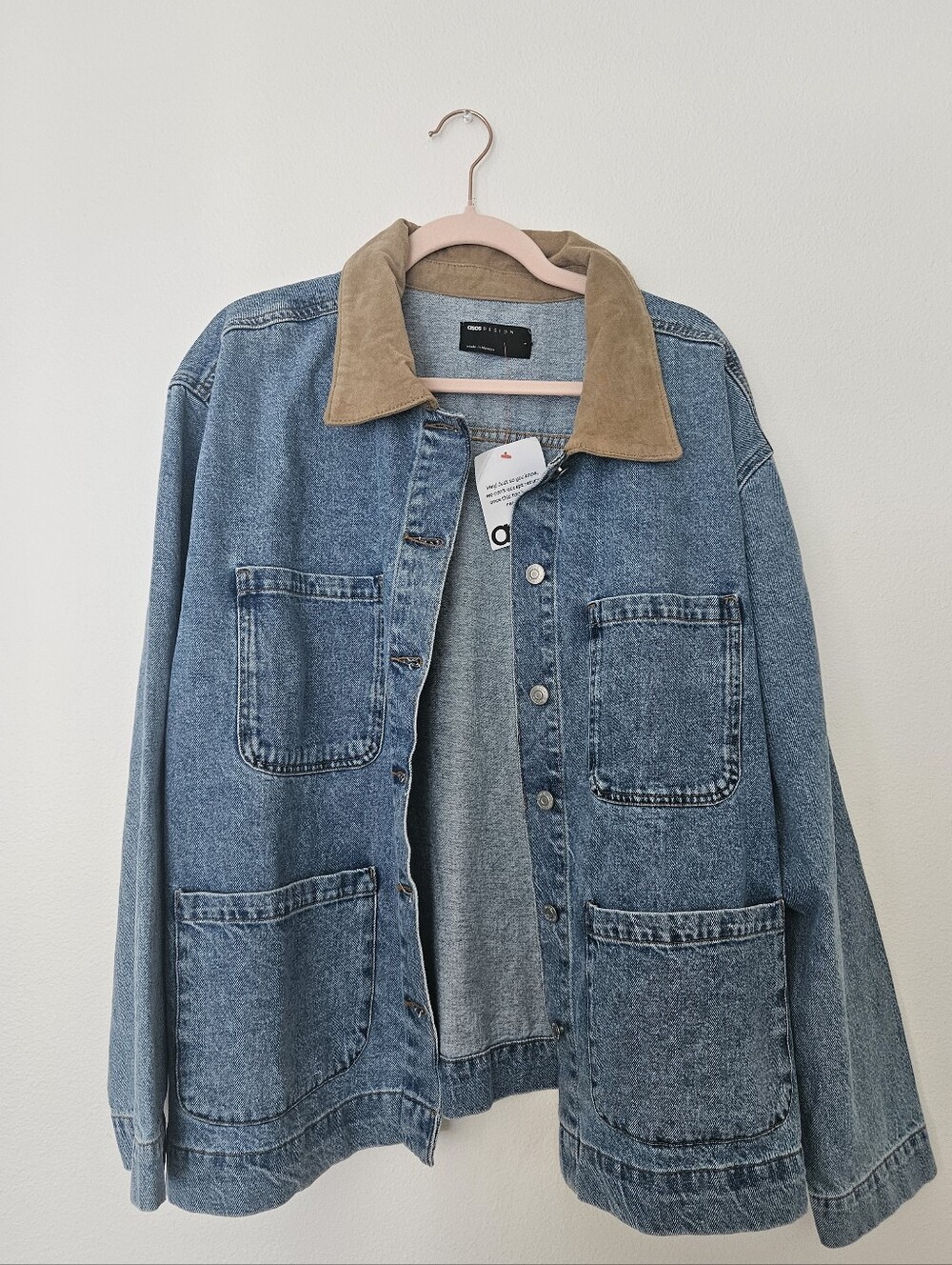 Denim Barn Jacket with Tan Collar